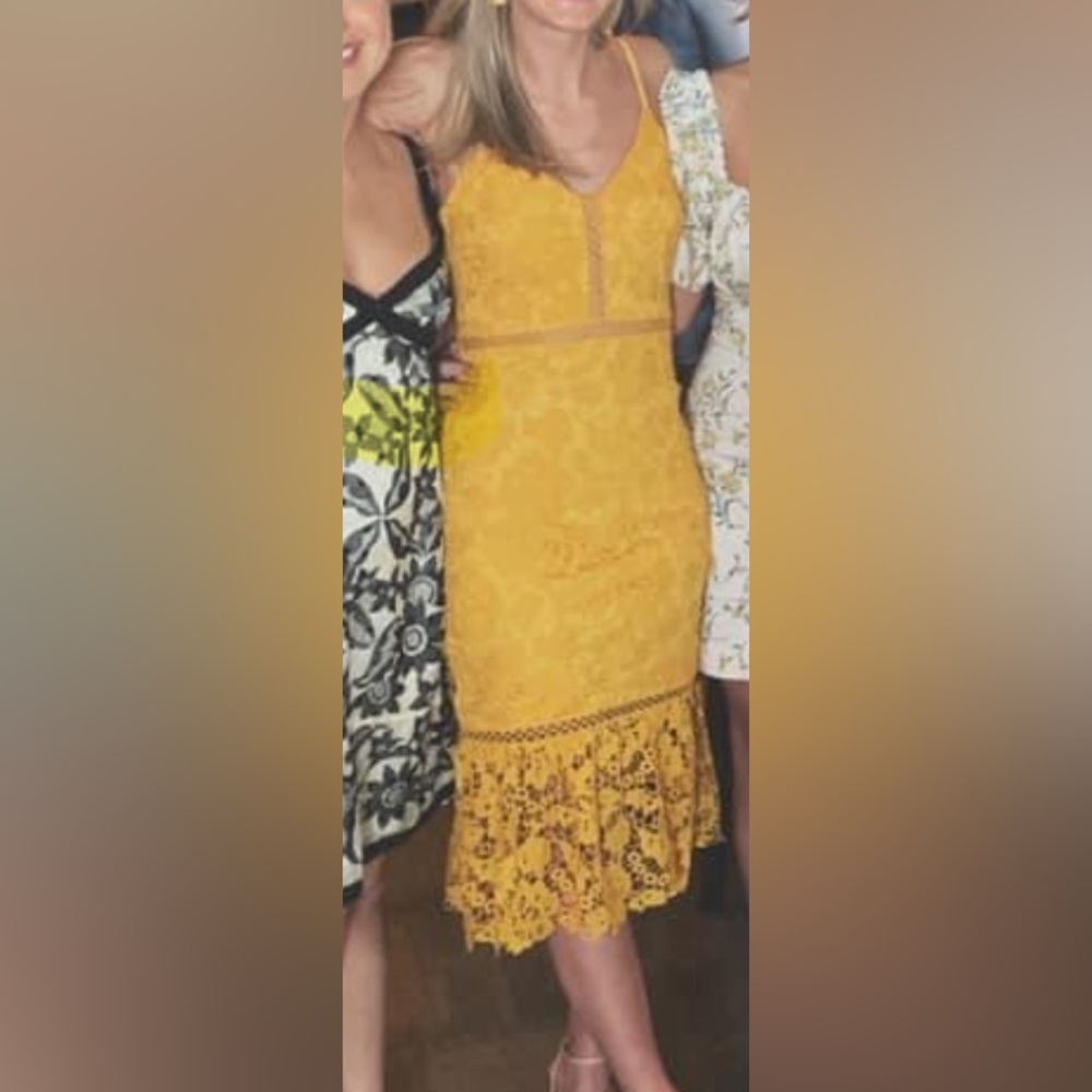 Lulus YELLOW LACE DRESS
